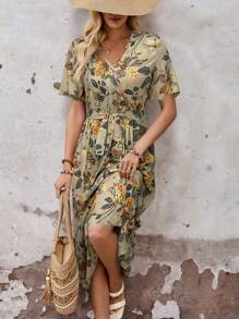 EMERY ROSE Summer Outfit Tropical Vacation Woman Clothes Women Midi Dresses - Multicolor - View 6