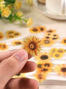 1pack 50pcs Adorable Mini Sunflower Pet Stickers For Diy Collage Back To School - Multicolor - View 4