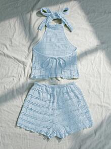 Elamini Women Two Pieces Outfits For Daily Wear - Blue - View 2