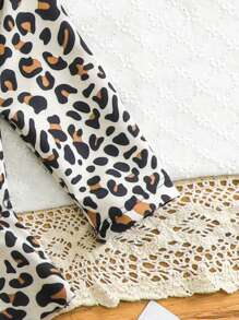 SHEIN Infant/Baby Girl Cute Leopard  Print Ruffled One-Piece Swimsuit, Suitable For Beach Holiday - Multicolor - View 5