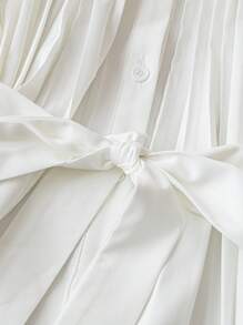 GlowEve 女士纯色短袖褶皱单排扣休闲衬衫