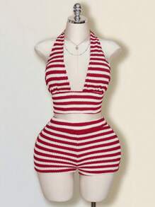 SHEIN ICON 2 buc/Set Set de pantaloni scurți și pantaloni scurți cu dantelă