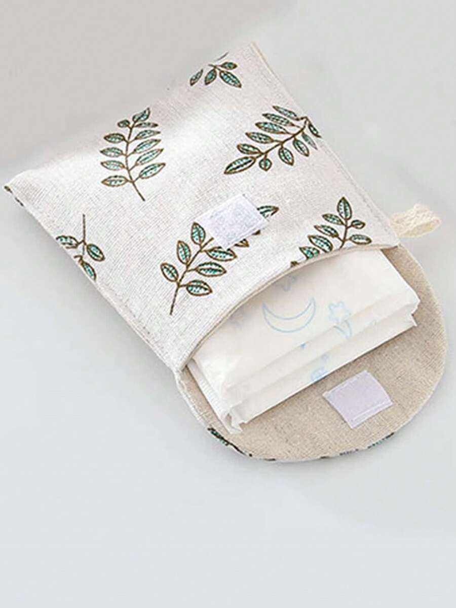 1 件无纺布卫生巾收纳袋，现代叶子图案卫生棉条收纳袋，适用于卫生巾旅行收纳袋、化妆包、化妆包、度假收纳袋、大容量化妆品收纳盒、化妆盒，可容纳口红、刷子、护肤品、手机、硬币、小物品，适用于家庭、礼物、度假和节日万圣节圣诞节多功能用途，波西米亚风 - 多色 - 查看 1