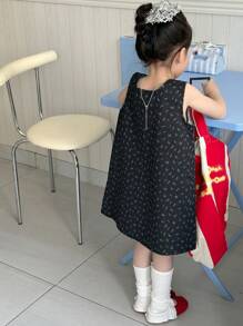 DAZY Young Girl' Casual Floral All-Over Print Loose Denim Dress, Round Neck,Girls Summer Outfits - Blue - View 4