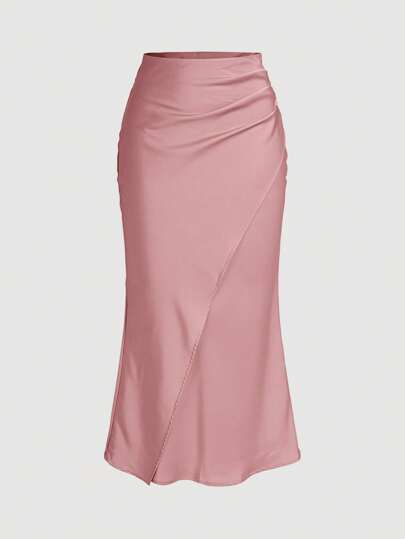 Firerie Gonna avvolgente in raso tinta unita elegante da pendolare