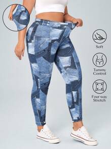 SHEIN Essnce Plus Size Stretch Slim Fit Stretchy Knit Casual Jeans - Light Grey - View 1