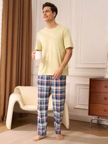 男士休闲格子休闲裤