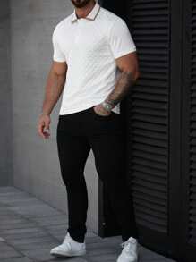 Manfinity CasualCool Men's Colorblock Short Sleeve Casual Commuter Polo Shirt