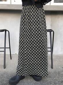 FRIFUL 女士直筒长款提花半身裙，休闲夏季服饰 - 黑色 - 查看 3