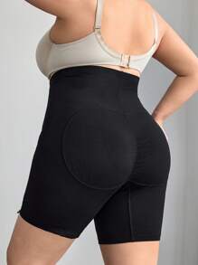 SHEIN CURVE+ Quần legging định hình eo cao, dáng cong cỡ lớn, phong cách Boho - màu đen - Xem 4