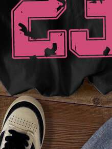 SHEIN Leap Crew 青少年女孩休闲简约针织超大T恤，适合夏季