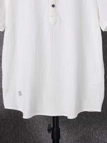 SHEIN Camisa de vacaciones casual de color crema blanco para adolescentes, estilo colegial suave y cómodo, versátil para el uso diario, la escuela, los viajes y la playa