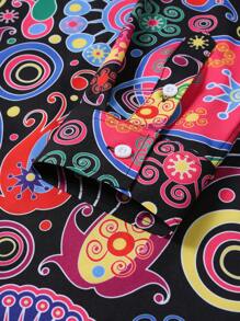 Manfinity RSRT Men's Allover Print Front Button Long Sleeve Vacation Shirt, Summer - Multicolor - View 5