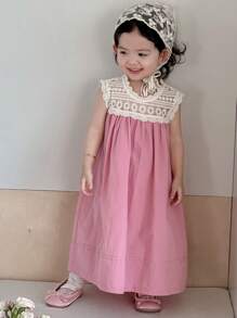Dazy Kids Toddler Girls' Round Neck Lace Casual Nature-Inspired Sleeveless Dress - Pink - View 7