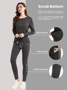 Scrubzie Women's Asymmetric Waistband Scrub Uniform Pants