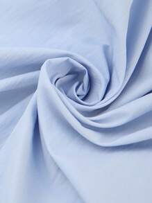 EMERY ROSE Vestido casual de talla grande para mujer con cuello redondo, botones y bajo dividido en unicolor - Azul - Ver 3