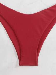 Swim Mod Simple & Fashionable Beach Outfits For Women, Casual Daily Swimwear Set For Summer Beach Vacation - Burgundy - View 5