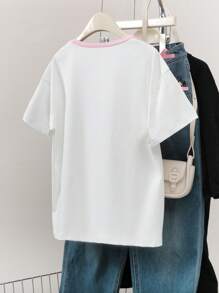 Conjunto a juego de madre e hija, camiseta de manga corta para niñas, uso diario casual y cómodo, con decoración de lazo con cinta lateral, combinación familiar, dulce y lindo casual