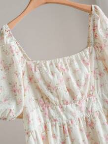 SHEIN Frenchy 大码短袖方领简约时尚连衣裙，适合夏季 - 彩色 - 查看 2