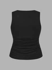 SHEIN LUNE 两件套休闲简约无袖上衣，大码女装，夏季女装返校季