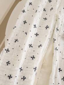 SHEIN 2pcs/Set Young Girl Bow Decor Short Sleeve T-Shirt And Pants, Casual Outfit - Multicolor - View 5