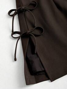 Sweetra 性感蝴蝶结腰高开衩 A 字迷你裙，女式，春夏