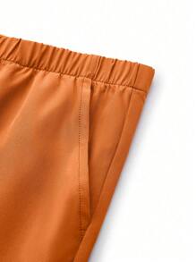 TaskEZ Set de uniforme de scrubs de unicolor con top de manga corta y pantalones - Naranja - Ver 7