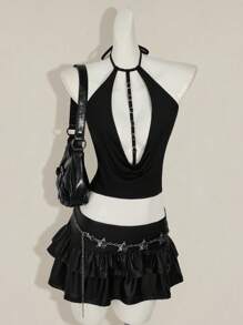 SHEIN ICON 女士纯色镂空时尚背心，适合夏季