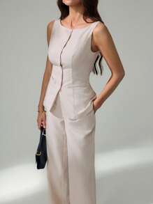 SHEIN Tall Women Two Pieces Outfits For Daily Wear - Apricot - View 3
