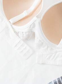 SHEIN 1 Pc Wire Rim Lightly Padded Lace Front Closure Bra - White - View 6