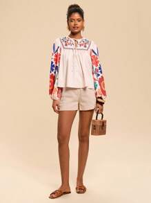 Travachic Women Long Sleeve Blouse, Fashionable For Summer,Summer,Beachwear,Easter,Beach,Spring Break,Vacation Women,Concert,BOHO,Bohemia,Music Festival,Tropical Vacation - Khaki - View 3