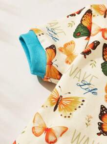 Cozy Pixies Baby Girl Cartoon Animal Print Knit Soft Crew Neck Short Sleeve Top And Elastic Waist Tight Pants 2 Pieces Snug Fit Pajama Set - Multicolor - View 5