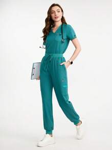 Scrubzie 纯色多口袋简约医用制服裤