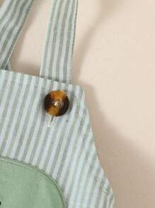 SHEIN Baby Boy Cartoon Dinosaur Print Tee & Striped Overall Romper