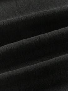 SHEIN BASICS 女士纯色针织修身吊带背心 - 黑色 - 查看 7