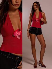 Avantive Strand Urlaub Sommer Renaissance Jahrmarkt Land Konzert Y2k Oberteil Abschluss Ausgehen Trägertop Musik Festival Flughafen Ostern Boho Sommer Oberteile Sommer Muttertag Abschluss Oberteile Kirche Frauen Oberteile - Rot - Übersicht 1