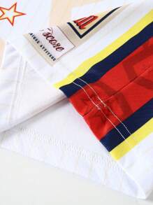 ROMWE MEN Prep Men's Basketball Street Print Sleeveless Tank Top, Suitable For Everyday Wear In Spring/Summer - Apricot - View 4