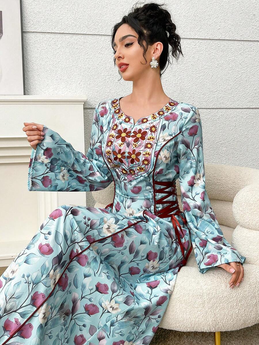 Al Najma 女士土耳其和阿拉伯风格长袍 - 藍色 - 查看 1