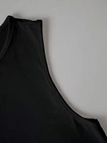 INAWLY 大码夏季休闲花卉印花背心 - 黑色 - 查看 3