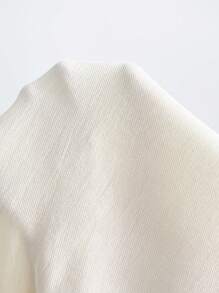 Florisole 女式春夏 V 领杏色流苏和刺绣花卉短袖衬衫