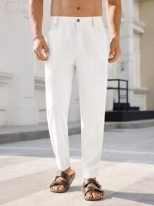 EASEVO Men Plus Comfortable Elastic Waist Pants With Pockets, Casual Wear, Fall