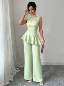 Chiquease Women Two Pieces Outfits For Daily Wear - Mint Green - View 5