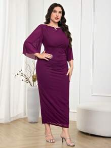 Modelyn Plus Size Solid Color Casual Dress, Stylish And Suitable For Summer - Purple - View 5