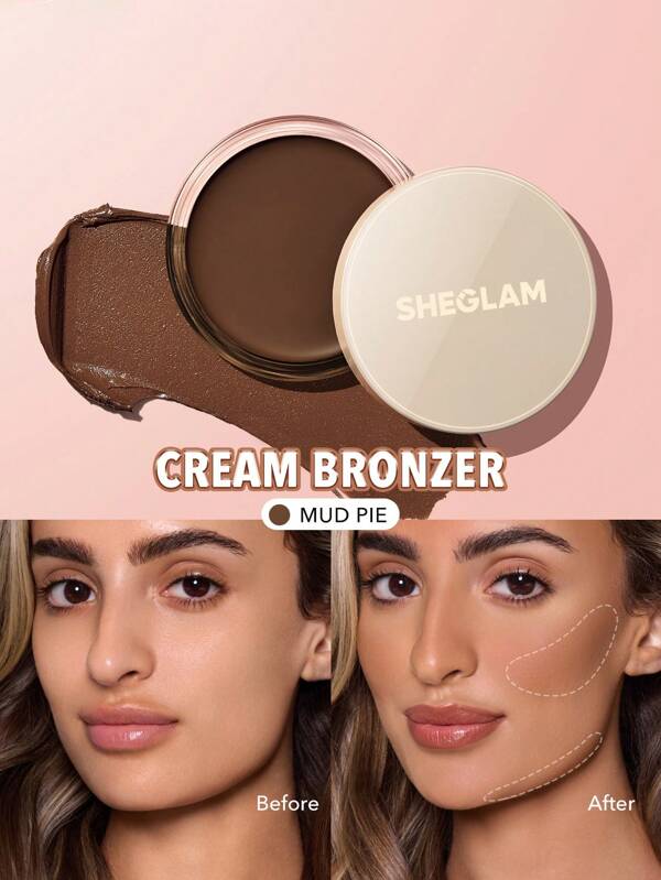SHEGLAM Crema Bronceadora Silk Haze Cream Bronzer-Mud Pie Contour Cream Bronceador Natural No Graso De Larga DuracióN Contorno De Contorno Ligero Marca Belleza Maquillaje CosméTico Para Mujeres NiñAs Perfecto Para OtoñO Invierno Ideal Para Y2K Elegante Moda Adecuado Para CumpleañOs Navidad Presente Fiesta Listo Mejor Color