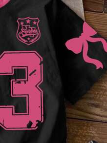 SHEIN Leap Crew 青少年女孩休闲简约针织超大T恤，适合夏季