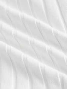 SHEIN BASICS Camiseta de punto sin mangas con cuello en V de unicolor, de ajuste entallado y casual, talla grande - Blanco - Ver 7