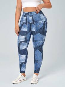 SHEIN Essnce Plus Size Stretch Slim Fit Stretchy Knit Casual Jeans - Light Grey - View 4