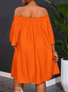 Slaydiva Robe lignes-A élégante pour femmes grande taille, épaules dénudées, pour le travail et les vacances