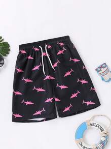 男童全身印花休闲系带沙滩短裤 - 彩色 - 查看 4