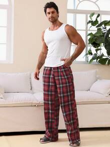 DAZY Men's Plaid Red Loungewear Pants, Summer Pajama - Red - View 5
